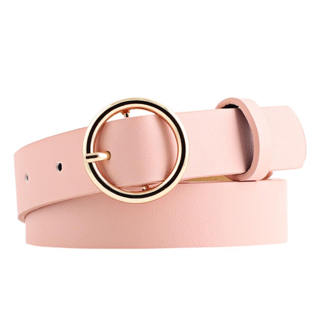 New Round Faux Leather Belt Women's Personality Belt Casual Round Buckle Belt