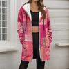 Women's Gradient Print Fashionable Loose Zipper Fleece Hoodie Jacket