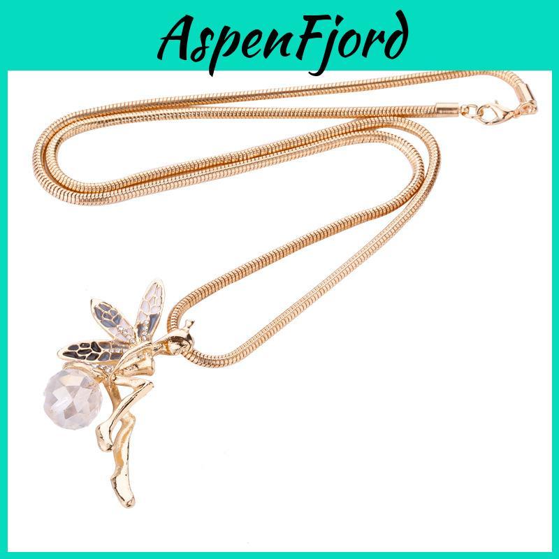 Stylish Angel Wing Pendant Necklace Floral Alloy Jewelry Gift For Women Corporate Event Souvenir