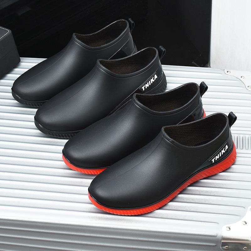 Men's Low Cut Fashionable Anti Slip Waterproof Wear Resistant Rain Shoes Rubber Shoes