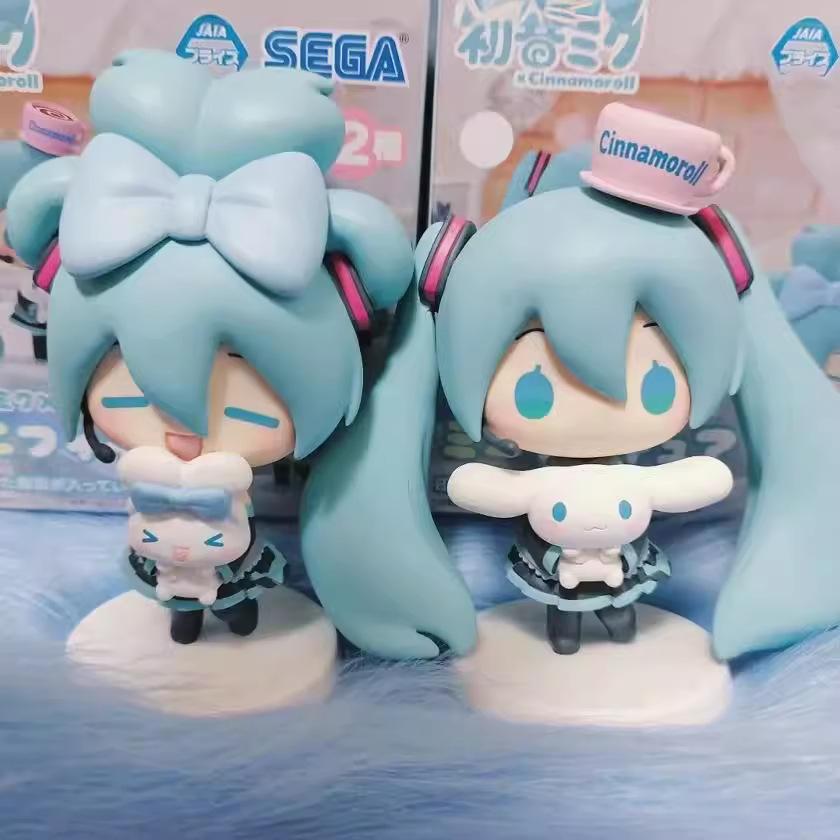 10CM Anime Hatsune Miku X Cinnamoroll Figure Q version Peripheral Collectible Models Decorative Decorations Children Kawaii Gift