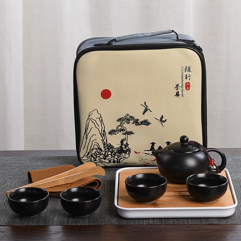 Dingyao travel tea set, one pot of four cups of gifts, souvenir, kung fu tea set
