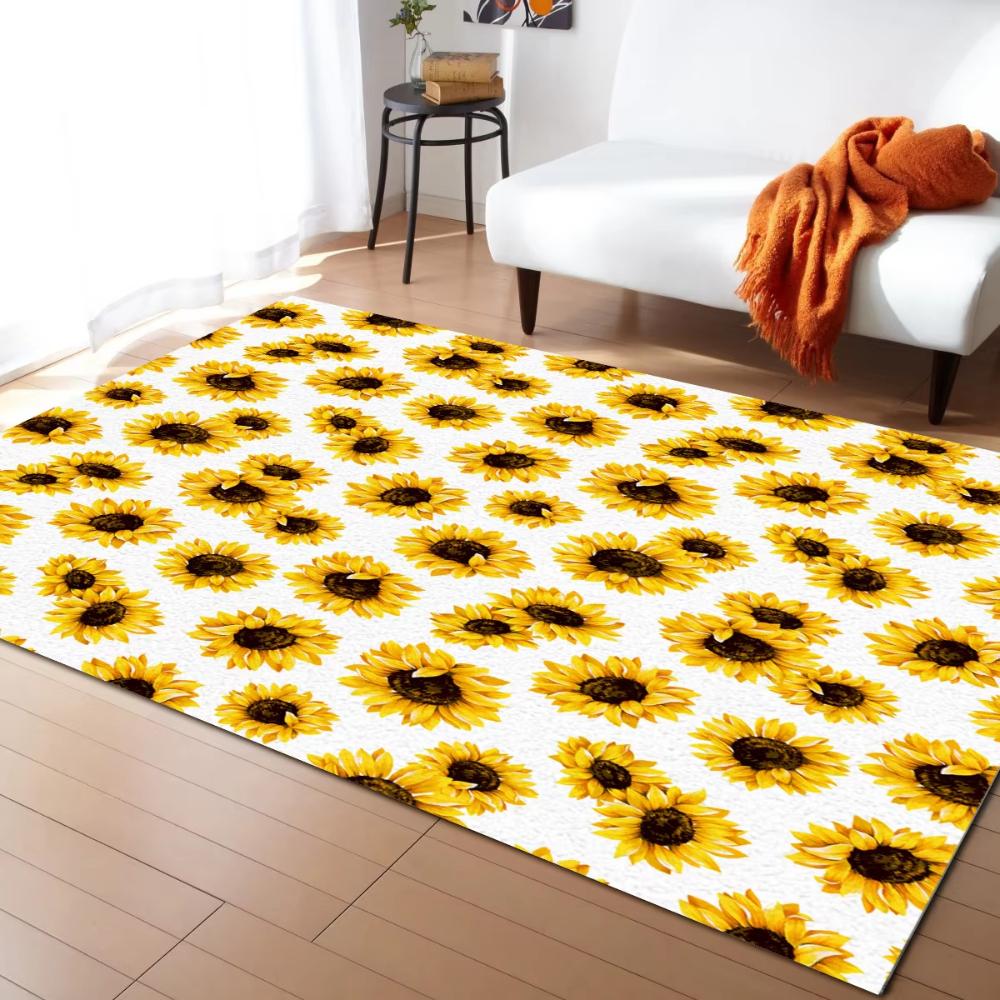Positive Summer Spring Sunflower Field Carpets for Living Room Decor Hallway Balcony Floor Mats Leisure Sofa Coffee Table Mat