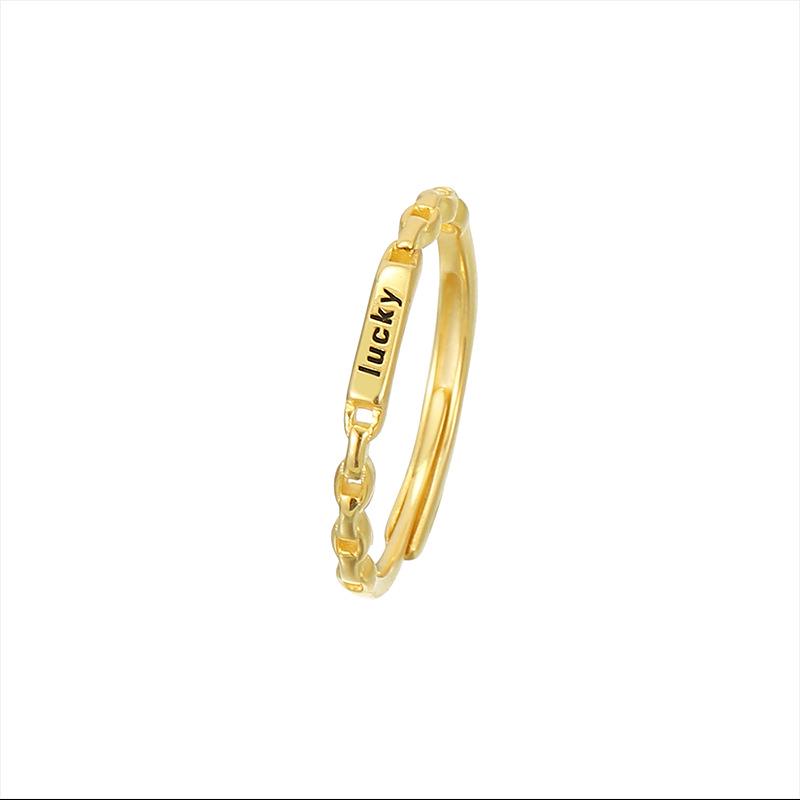 Banyan Tree S925 Silver Open Buckle Ring with English Letter Design for Women