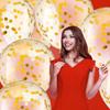 10 Pieces 18 Inch Glitter Confetti Balloons Paper Dots Confetti Shiny Latex Large Balloons for Birthday Wedding Party Decorations(Gold)