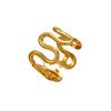 Trendy U-Shaped Wave Line Open Ring for Women - Geometric Stainless Steel Jewelry