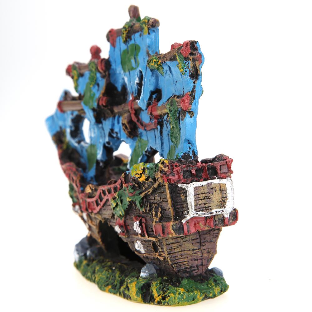 Pirate Ship Wreck Ship Resin Ornament Resin Aquarium Ornament Sailing Boat Cave Fish Playing Toys Aquarium Accessories