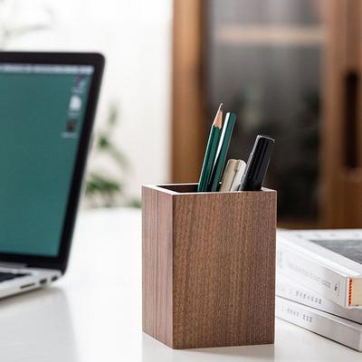 Geometrischer neuer Stifthalter aus Walnussholz für Schreibtisch, Schreibutensilien, Organizer, Kosmetikaufbewahrung aus Holz, Büro, Schulbedarf, Geschenk