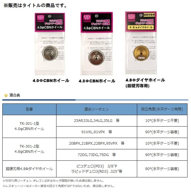 Tsumura Steel Industry Tsumura Easy Chainsaw Sharpening Machine Replacement Grinding Wheel CBN Wheel 4.0 N-806