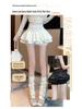Women's Ballet-Style Puff Skort: Spring/Summer White Short Umbrella Skirt, Faux Two-Piece Design