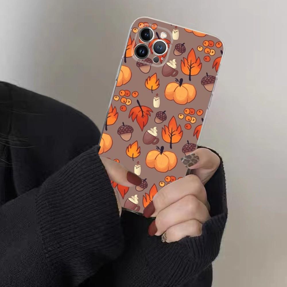 Autumn Leaves Pumpkin Phone Case For IPhone 15 8 7 6 6S Plus X SE 2020 XR XS 14 11 12 13 Mini Pro Max Mobile Case