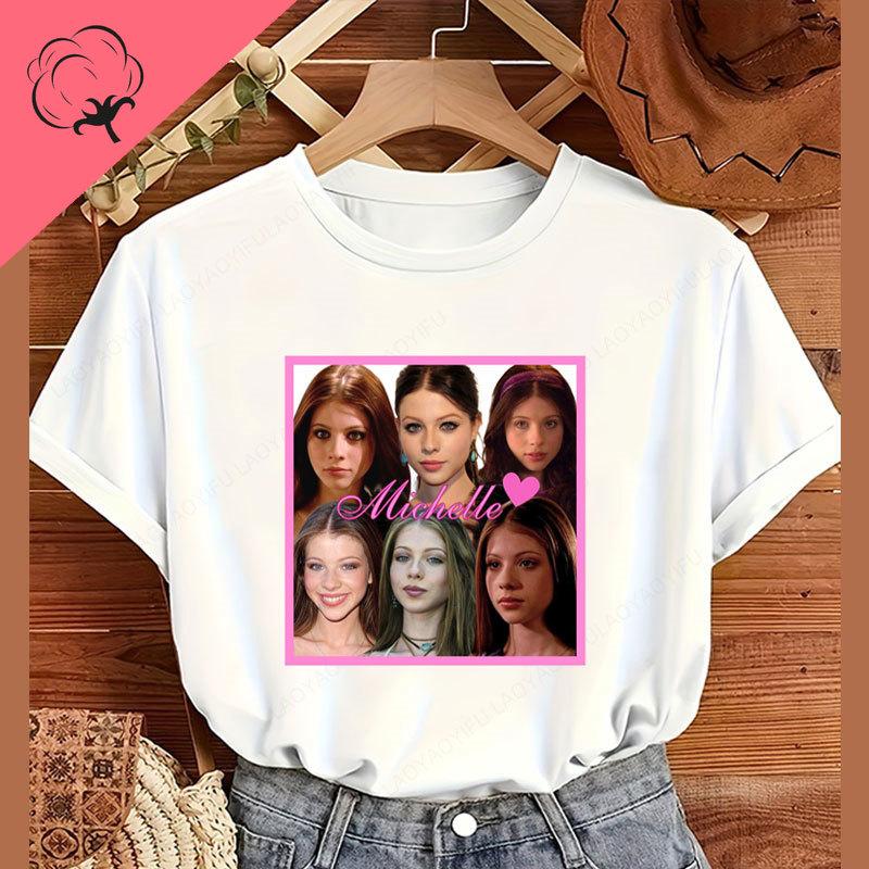 

Playeras Michelle Trachtenberg Portrait Fan Gift Short Sleeve Cotton T Shirt Ropa De Mujer Classic Oneck Y2k Clothes S