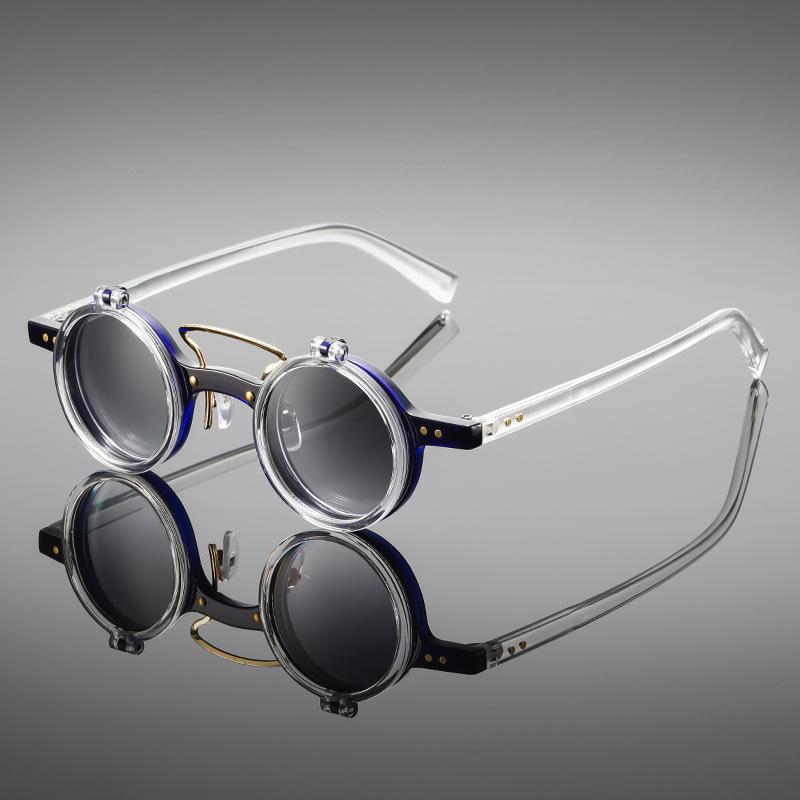 Round Punk Double Flip Men'S And Women'S Sunglasses, Locomotive Trend Personalized Foreign Trade Glasses Supply