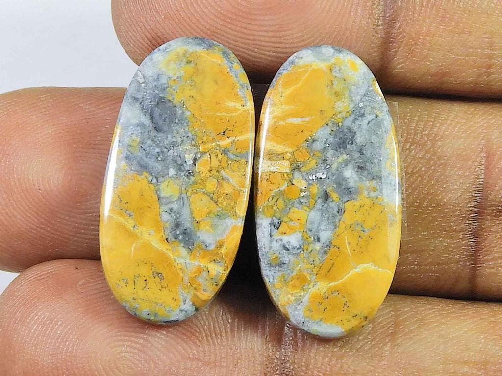 34Cts. Natural Maligano Jasper (12mm X 15mm each) Oval Cabochon Match Pair SK-2775