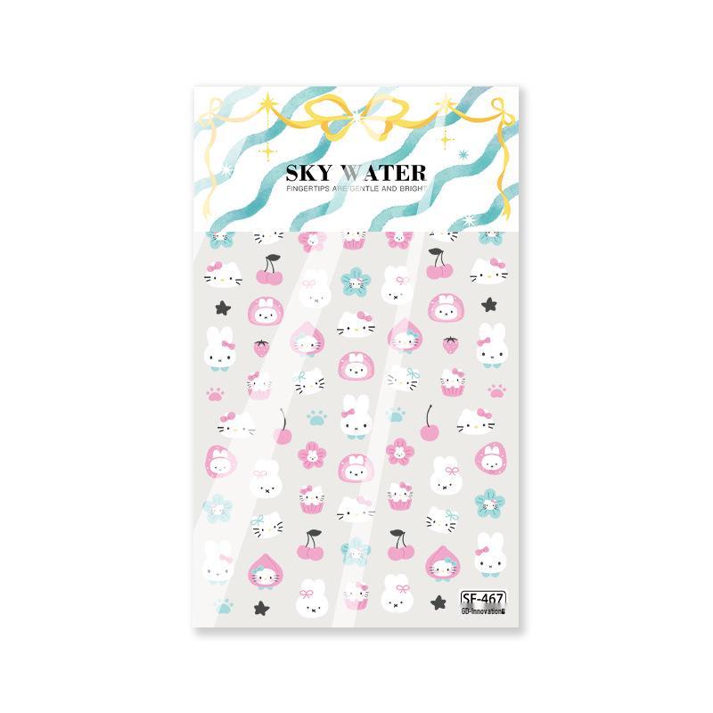 Небесно-голубые корейские наклейки для нейл-арта и планировщика Hello Kitty с тиснением
