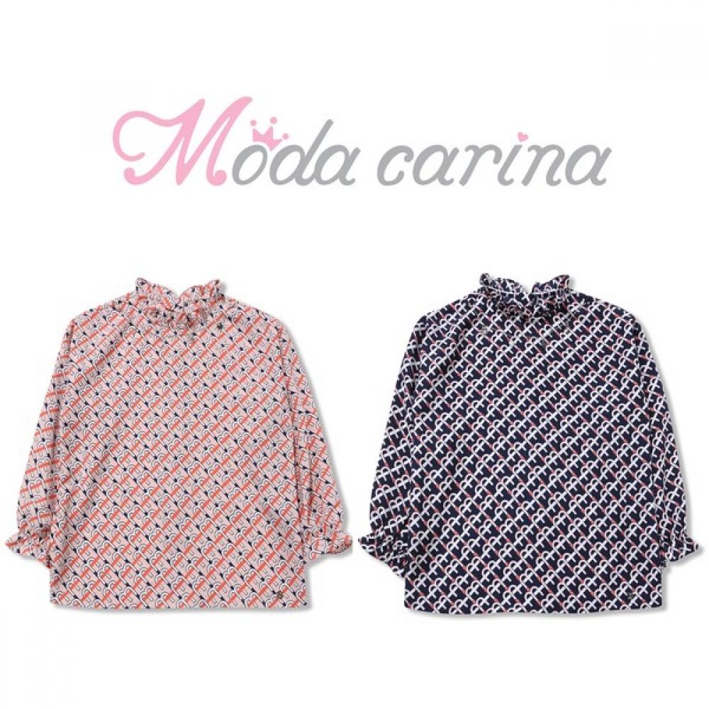 

[Moda Carina] Блузка с узором Мода Темно-синий Navy/100