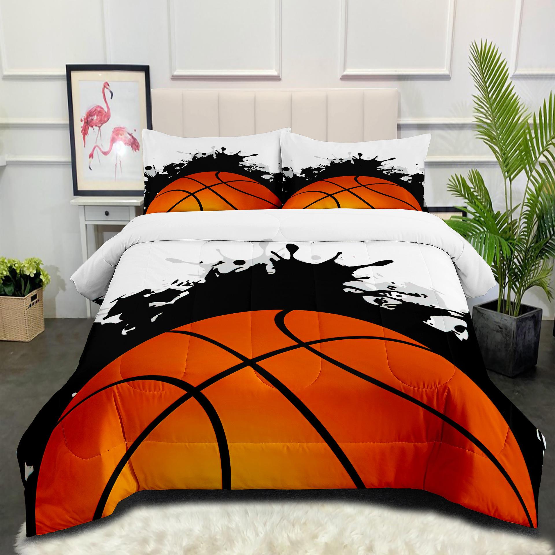 

Fat Quilt Core Ball Sports Basketball Football Double Quilt Feather Silk Cotton Quilt Cover Three-piece Set 140*200cm