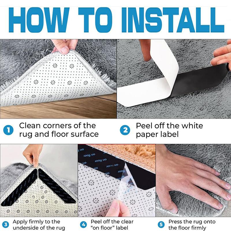 8/24 Stück Teppich Rutschfeste Aufkleber Wiederverwendbar Waschbar Anti Curling Teppich Patch Fixierte Aufkleber Boden Teppich Matte Klebeband Greifer Eckpolster