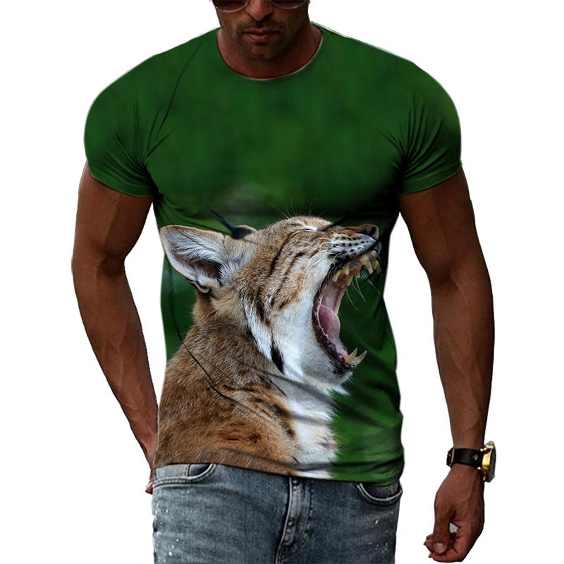 Sommer Mode Persönlichkeit Lynx Grafik T Shirts Männer Hip Hop Street Style Spaß Tees Trend Casual Gedruckt Oansatz Kurzarm tops
