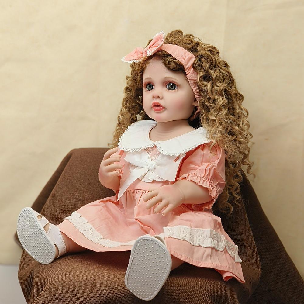 22'' 55cm Full Vinyl Reborn Baby Doll Betty Lovely Baby Girl Doll with Africa Popular Afro Hair Lifelike Princess Toddler Simulation Dolls for Kids