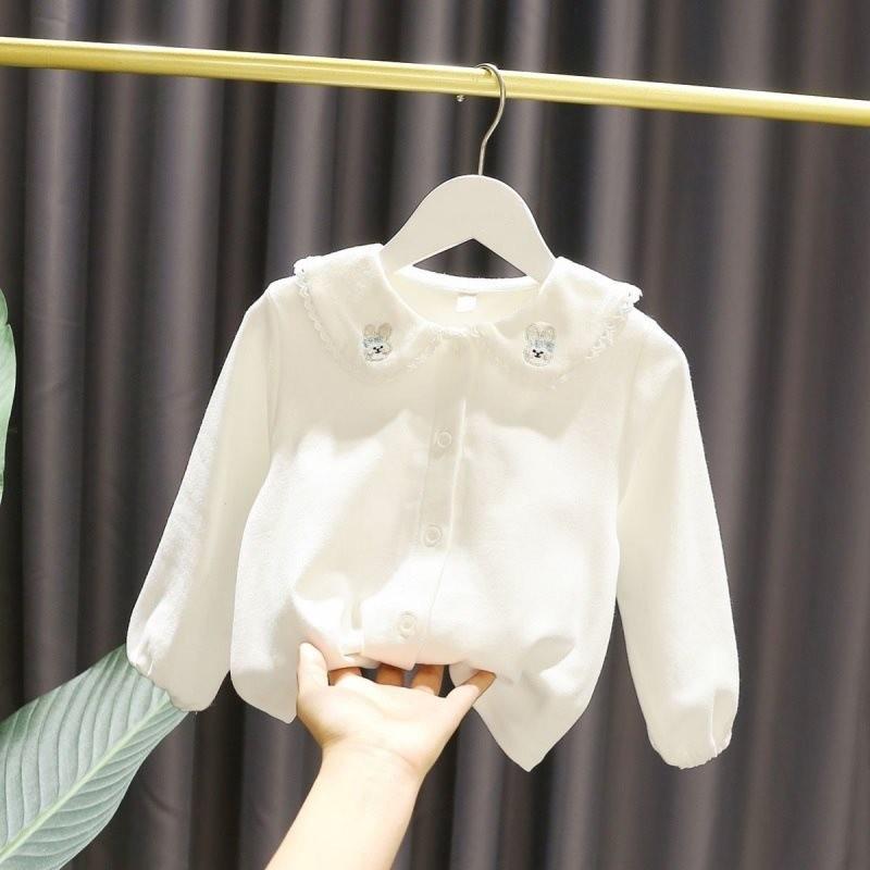 Adorable Baby Girls Spring Apparel Set With Chic Denim Pinafore Skirt And Soft Cotton Blouse For Toddlers