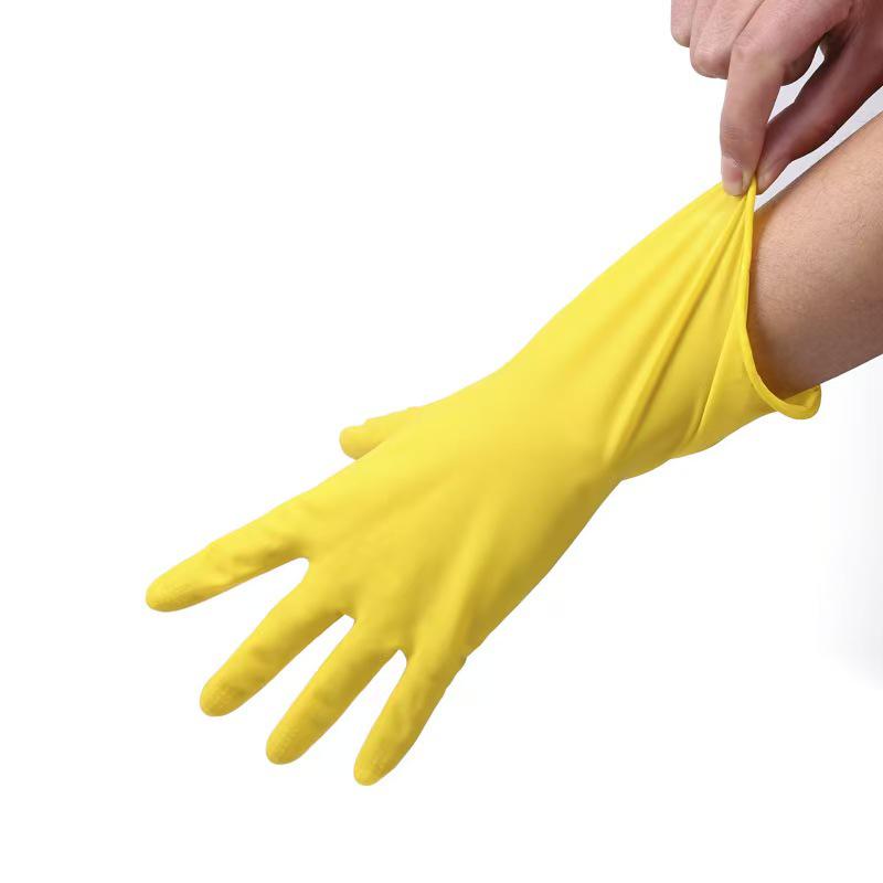 Women's Yellow Waterproof Dishwashing Gloves - Durable Latex for Winter Home Cleaning