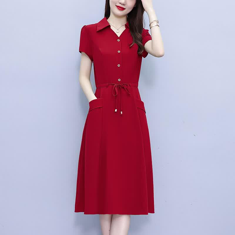 ETAM Classic Tie-Waist A-Line Midi Dress