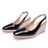 Patent Leather Square Toe Wedge Platforms Sandals Buckle Ankle Straps Women Shoes Comfortable Office Ladies Daily Footwear