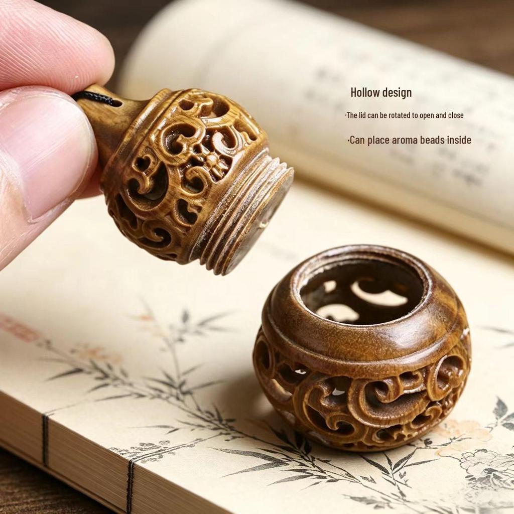 Sandalwood Luminous Stone Perfume Pendant – Hollow Gourd Car Ornament Bag Charm