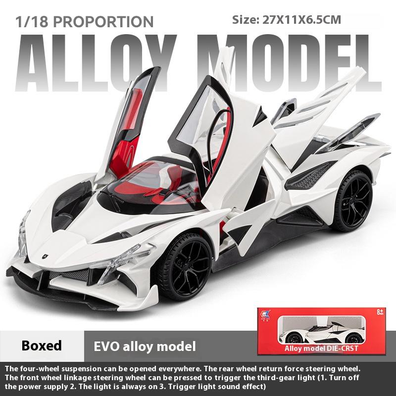 1:18 EVO alloy model toy car, futuristic shape, four-wheel shock absorption, cool sound and light, Christmas gifts