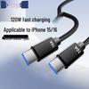 Braided 120W Dual Type-C Fast Charging Cable for Apple 15/16 and Huawei Laptops