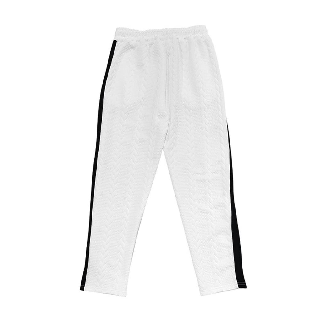 Strukturierte Herrenhose, einreihige, gestreifte, lockere Jogginghose für Herren