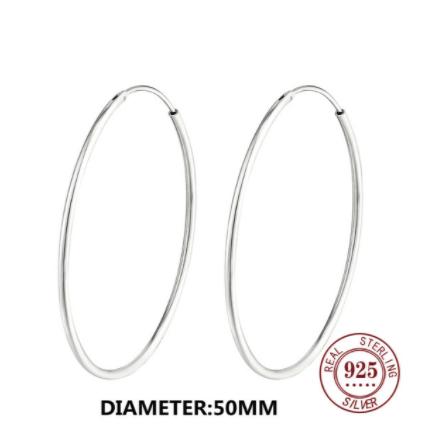 925 Sterling Silver Big Circle Stud Earrings for Women New Fashion Exaggerated Party Jewelry Gifts Prevent Allergy