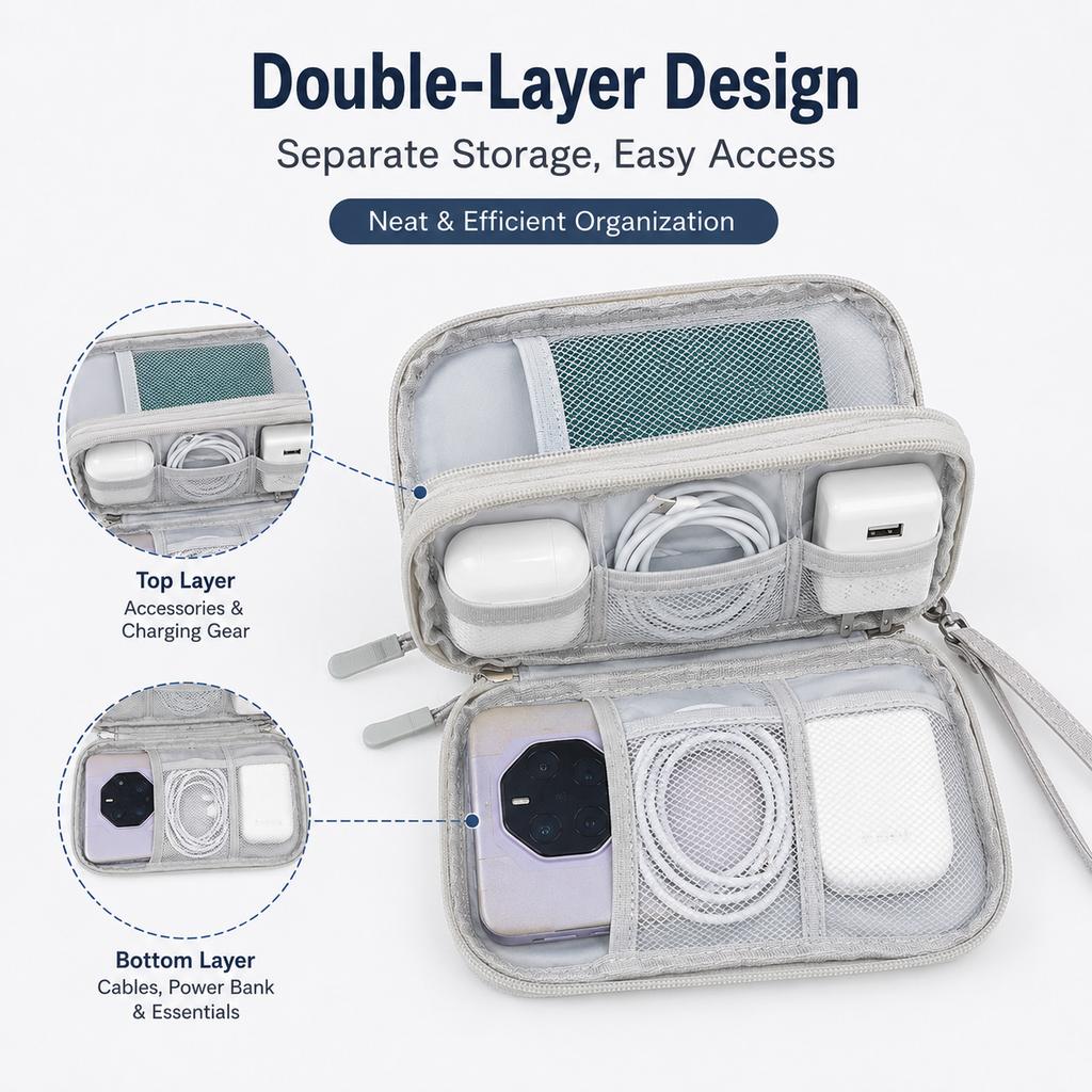 Portable Cable Organizer Bag Oxford Cloth Travel Electronic Accessories Storage Case for Power Bank Hard Drive