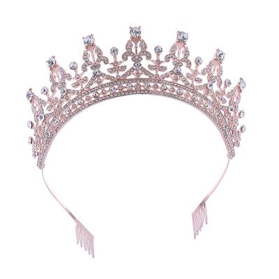 Silberne, roségoldfarbene Geburtstags-Diademe für Prinzessinnen, Luxus-Kristallkrone mit Kamm, Stirnband für Frauen und Mädchen, Haarschmuck für Hochzeiten