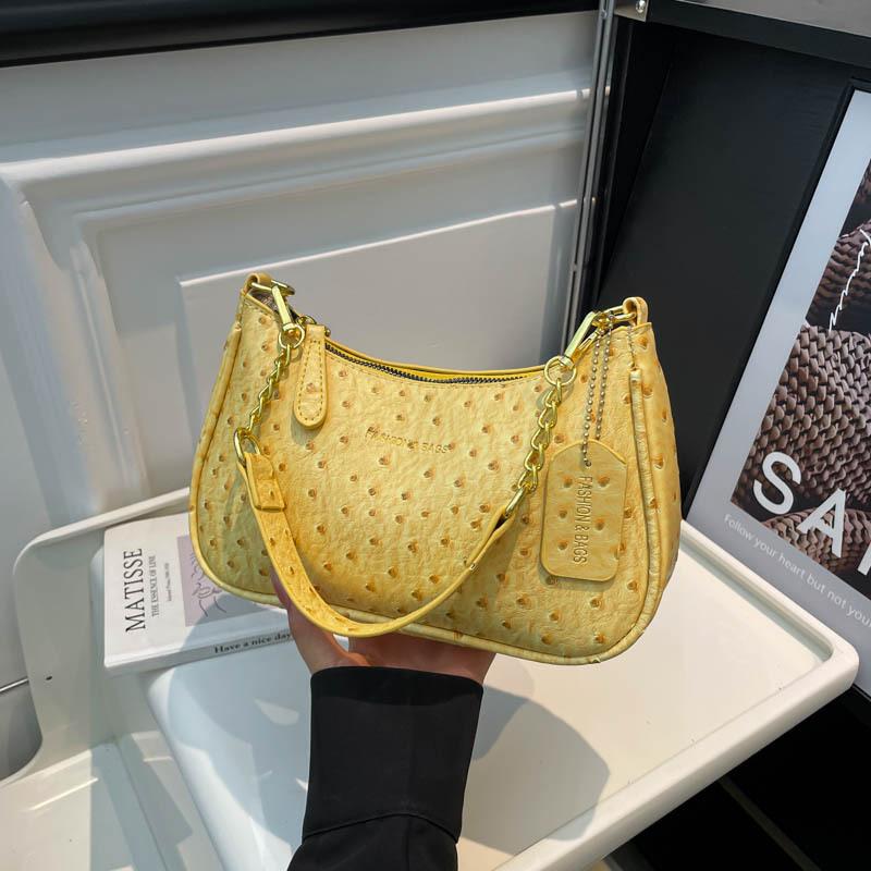 

Simple Solid Color Pu Shoulder Underarm Bags for Women Portable Ladies Chain Crossbody Bag Versatile Female Hobos Handbags Purse жовтий