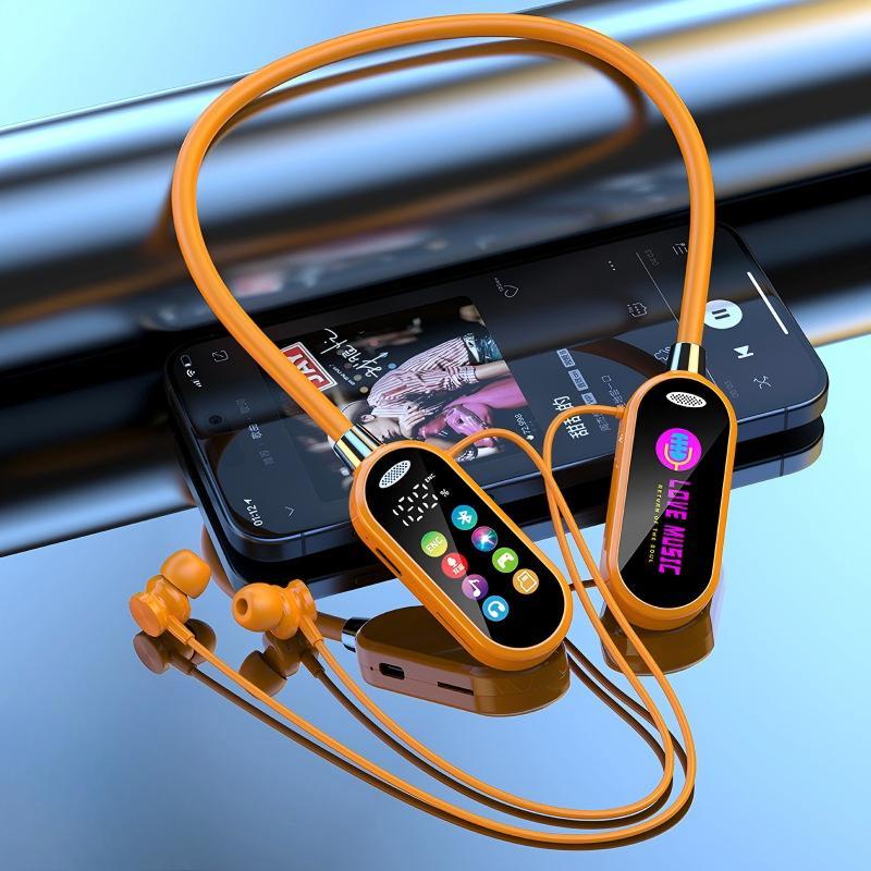 

Цветной экран Bluetooth-наушники шейный ободок наушники беспроводные гарнитуры Hi-Fi стерео шумоподавление наушники-вкладыши для живого выступления оранжевый