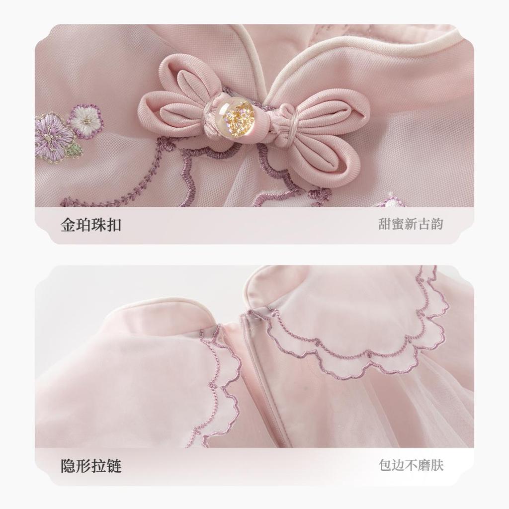David Bella Girls' Dress Spring Hanfu Dress Baby Princess Dress Year End Dress