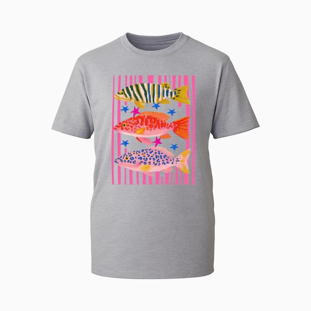 Retro Colorful Fish Graphic TShirt TShirt Aesthetic Summer Fish Themed TTop