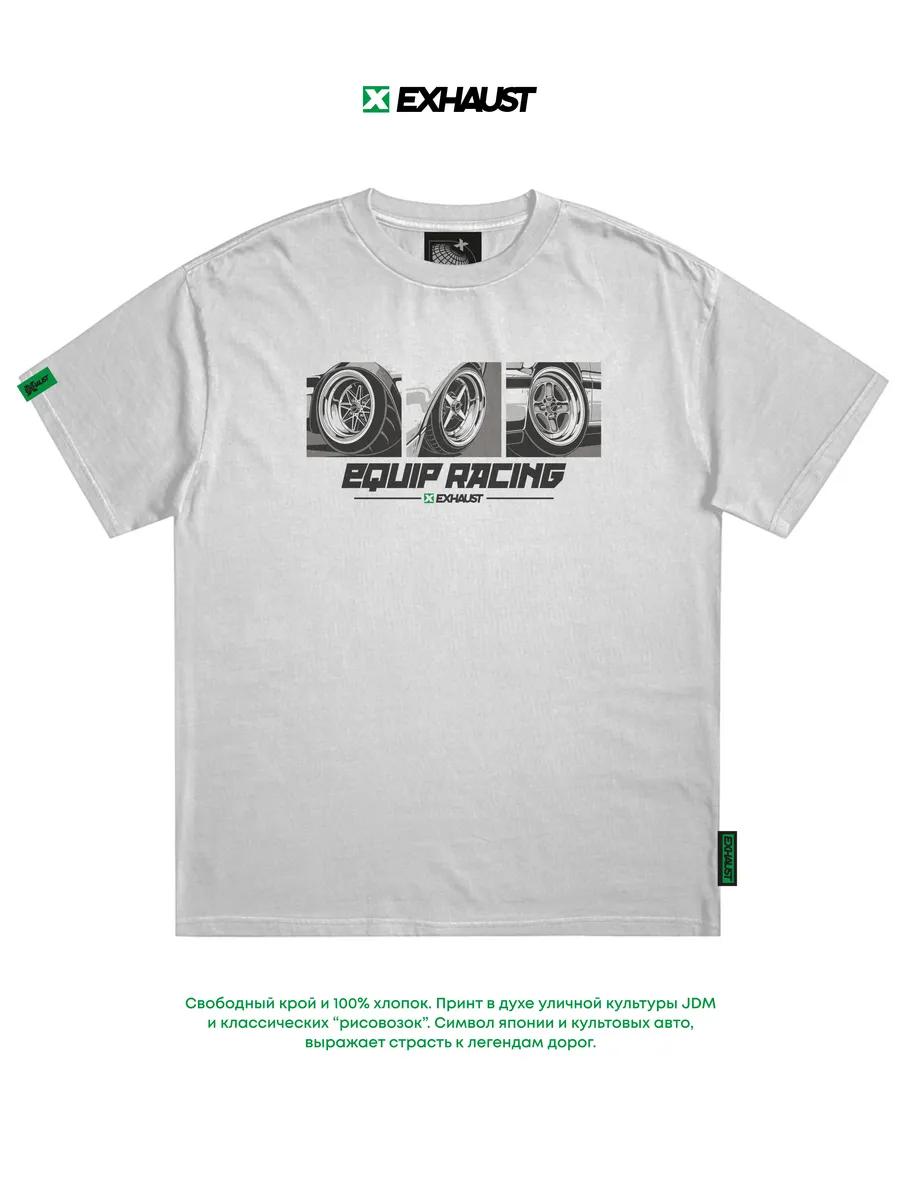 Oversized EQUIP RACING JDM print cotton T-shirt L