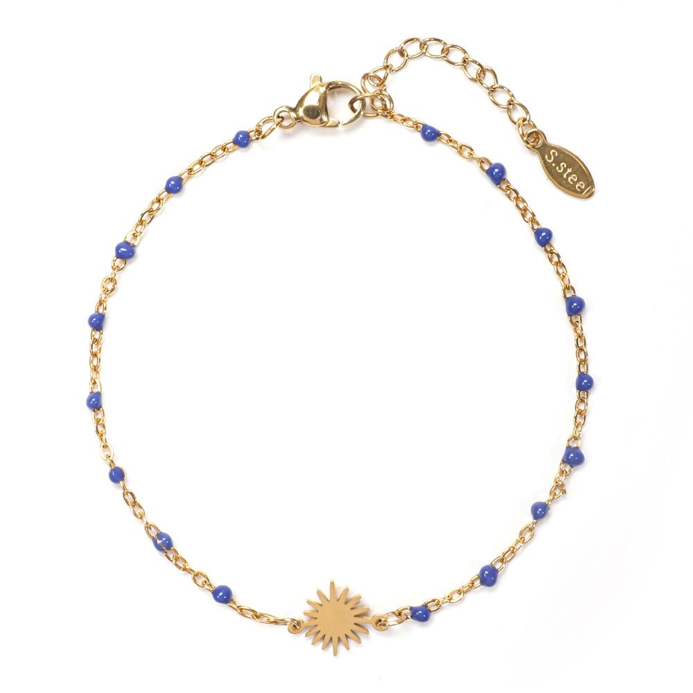 1pc Fashion Stainless Steel Bracelet Sun Enamel Drop oil Bracelet for Woman Summer Beach Party Jewelry