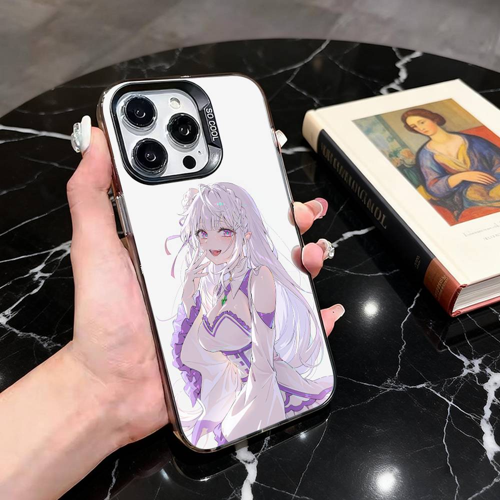 ReZero Starting Life E-Emilia-es Phone Case For iPhone 17,16,15,14,13,12,11 Plus,Pro Max,XS,Colorful Silver Black Cover