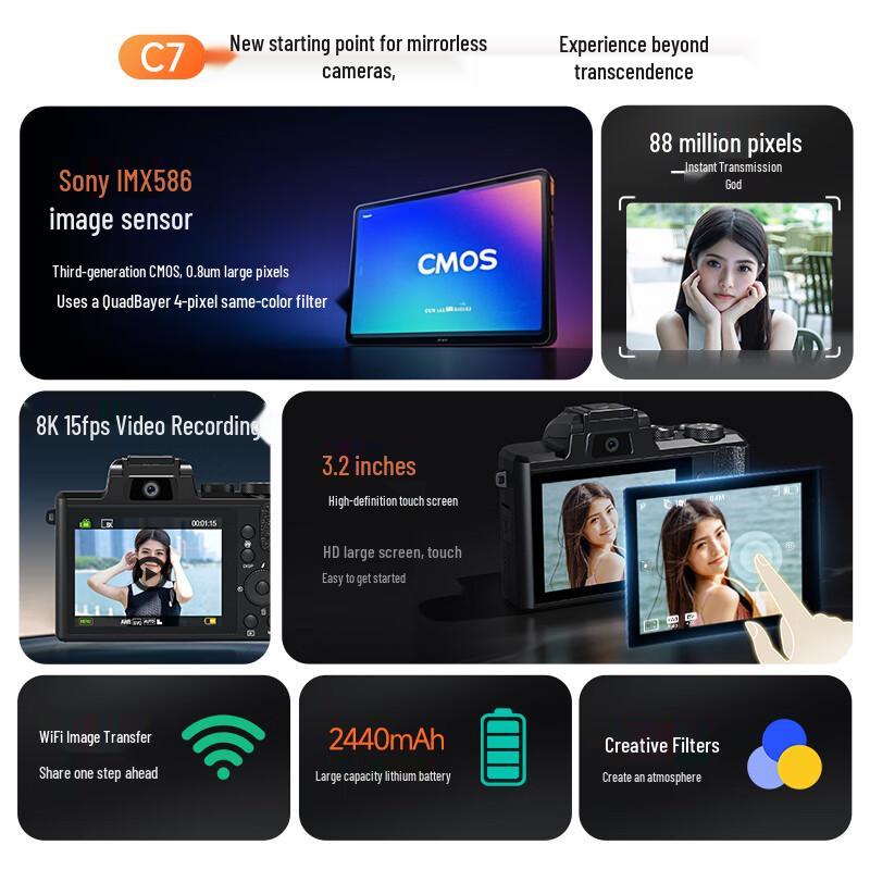 CAIZU High-Resolution Digital Vlogging Camera (CN Version)