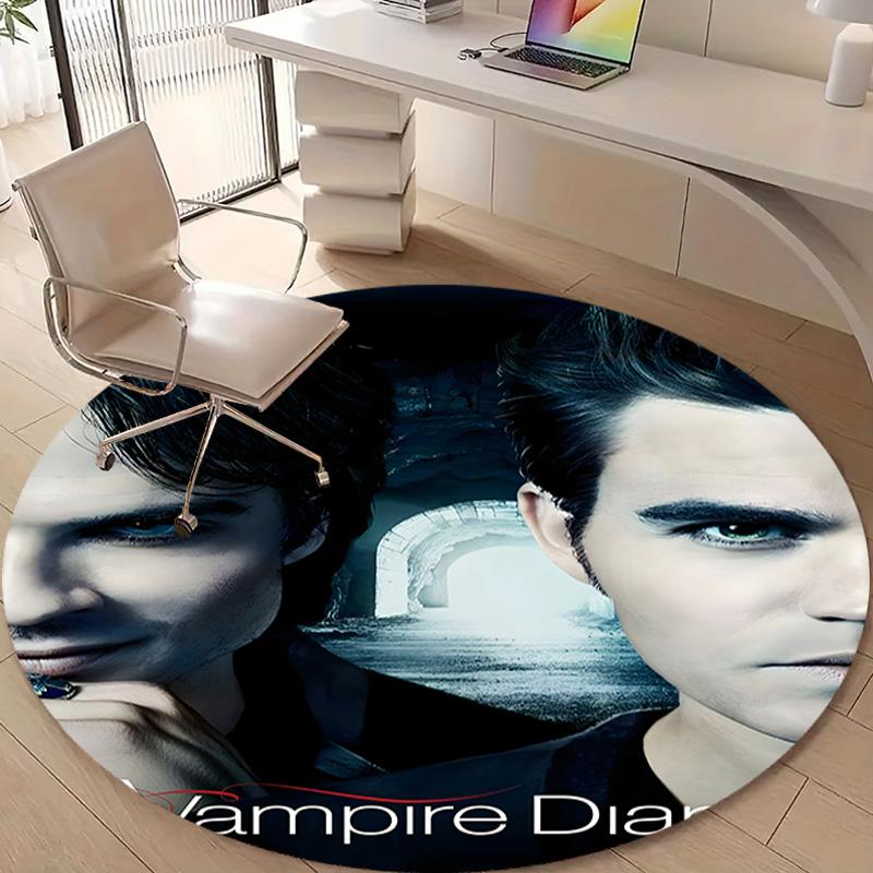 1pc The Vampire Diaries4 Design Printed Area Round Carpet for Bedroom Living Room Home Decor Rugs Mat Non Slip Mat Rug for Bedside