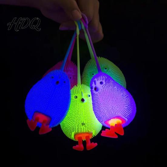 Soft Chick Toy Glowing Fuzz Stress Relief LED Light-up Ball Squeeze Anxiety Reduction Portable Travel School Office Fidget Reliever