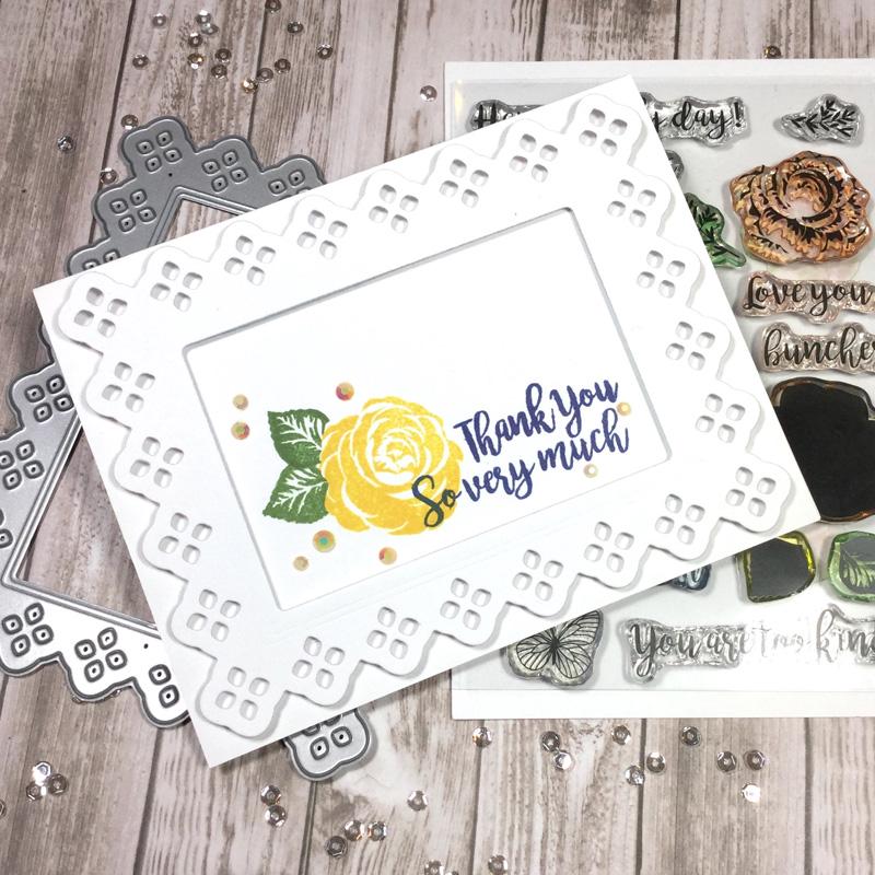 Eyelet Lace Rectangle Metal Cutting Dies Stencils DIY Scrapbook Photo Album Paper Card Decorative