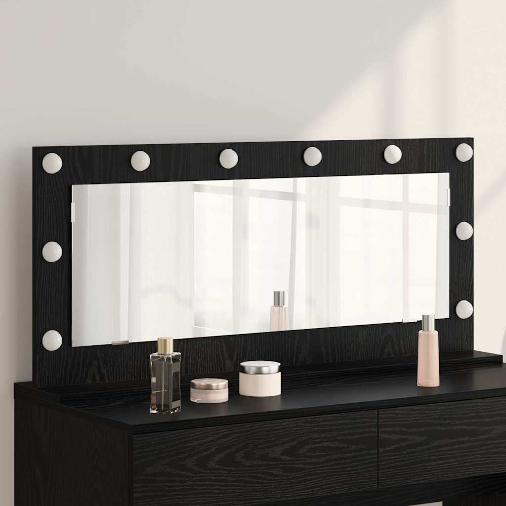 Black Washbasin Mirror with Oak Effect 100 x 45 x 18 cm