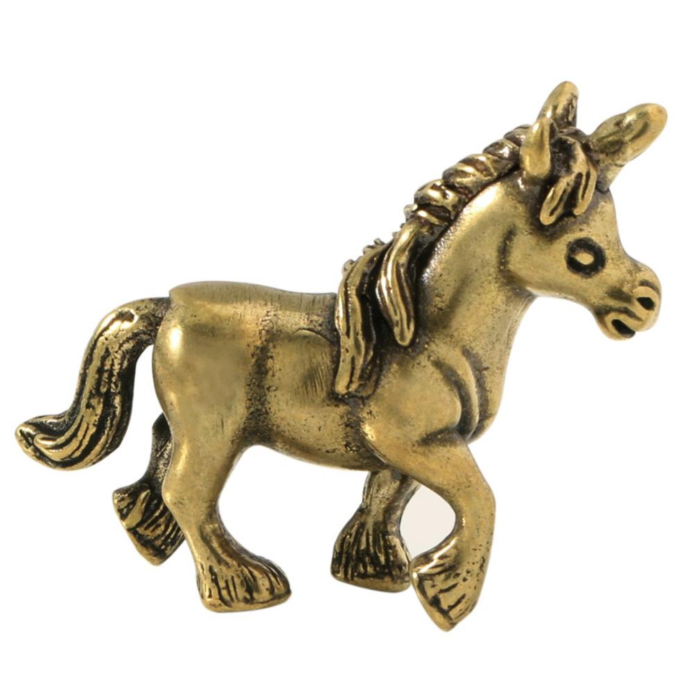 Brass Unicorn Figurines Miniatures Retro Home Decoration Horse Crafts Handmade Copper Animal Ornaments Desktop Decor