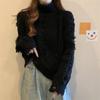 Fringed Turtleneck Knitted Pullovers for Women Autumn Winter Korean Design Ladies Sweater Solid Color Versatile Clothes