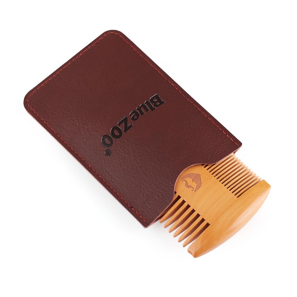 Styling Tool Wooden Card Package Beard Comb Hair Mustaches Brush Fine Coarse Teeth Double Side